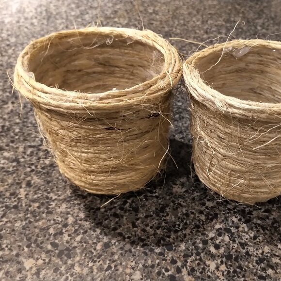 🎁Free🎁 Lot 2 BOHO Sisal Planter/ Makeup Holder Upcycled Environmental Friendly - Picture 3 of 15